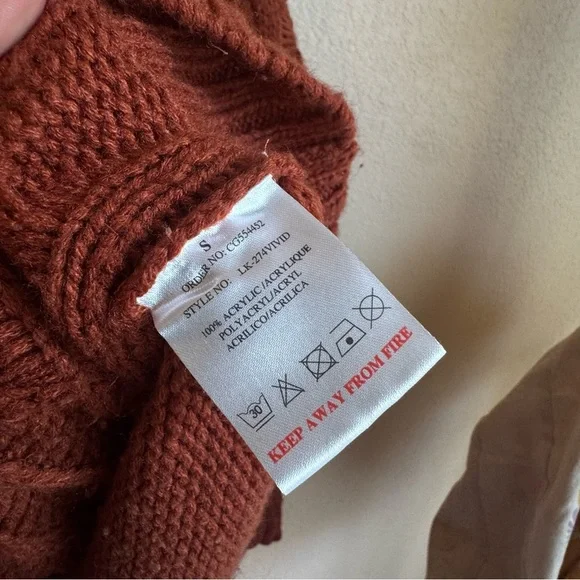 Brave Soul London Brick Orange Cable Knit Cardigan Sweater Sz: Small Cozycore - Picture 8 of 9